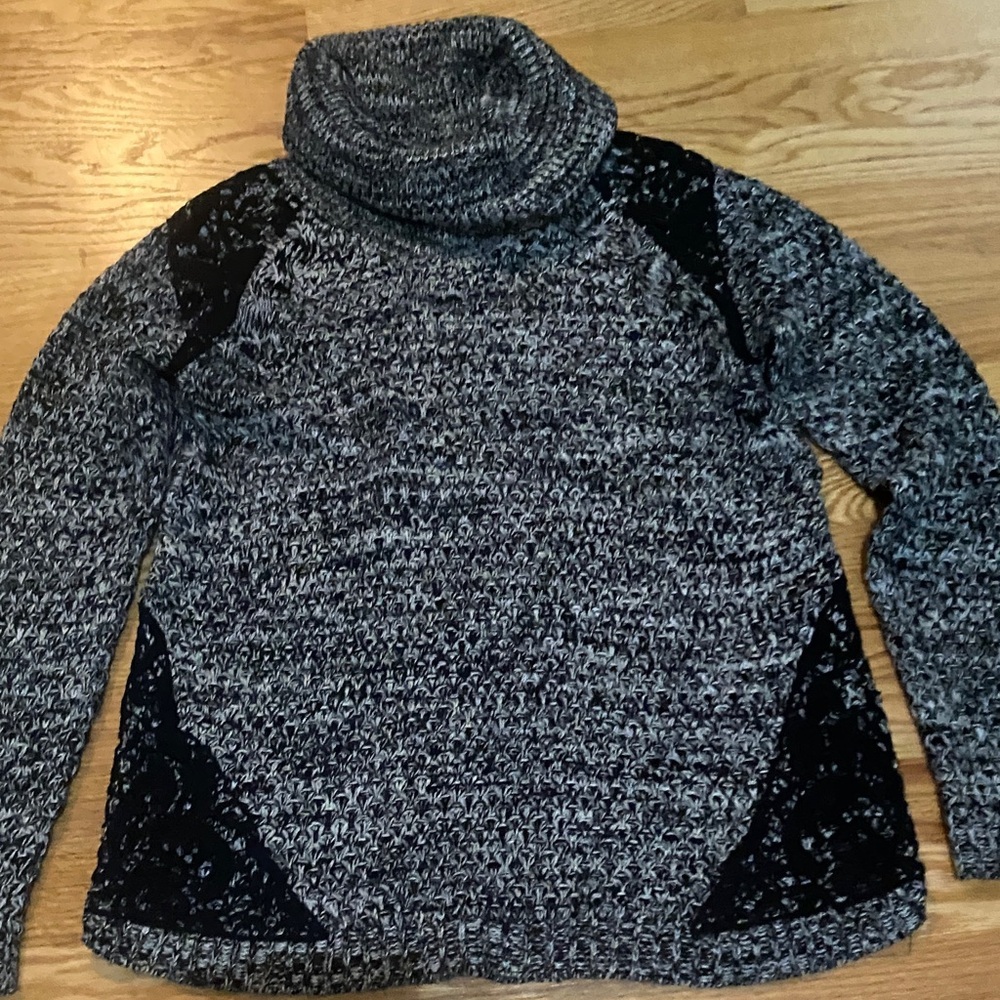dressbarn Black and Gray Cowl Neck Sweater